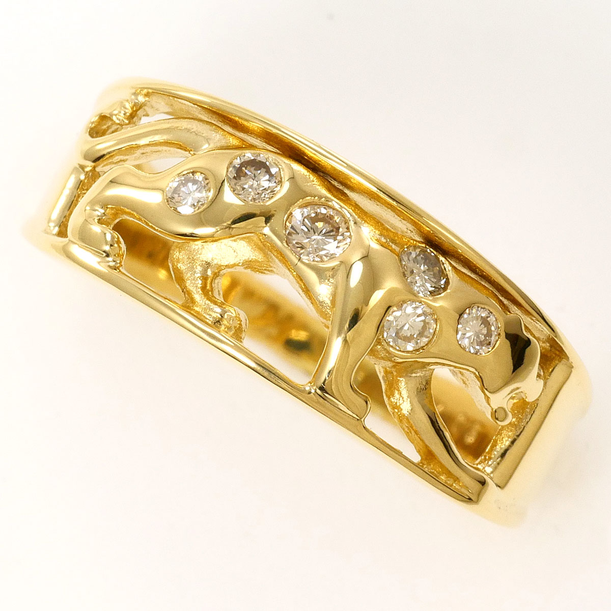 18K YG リング・指輪 11号 ダイヤ 0.15ct 鑑別書 総重量約4.6g ジュエリー 送料無料 新品同様 【中古】 ギフトラッピング無料｜ワンダープライス　店