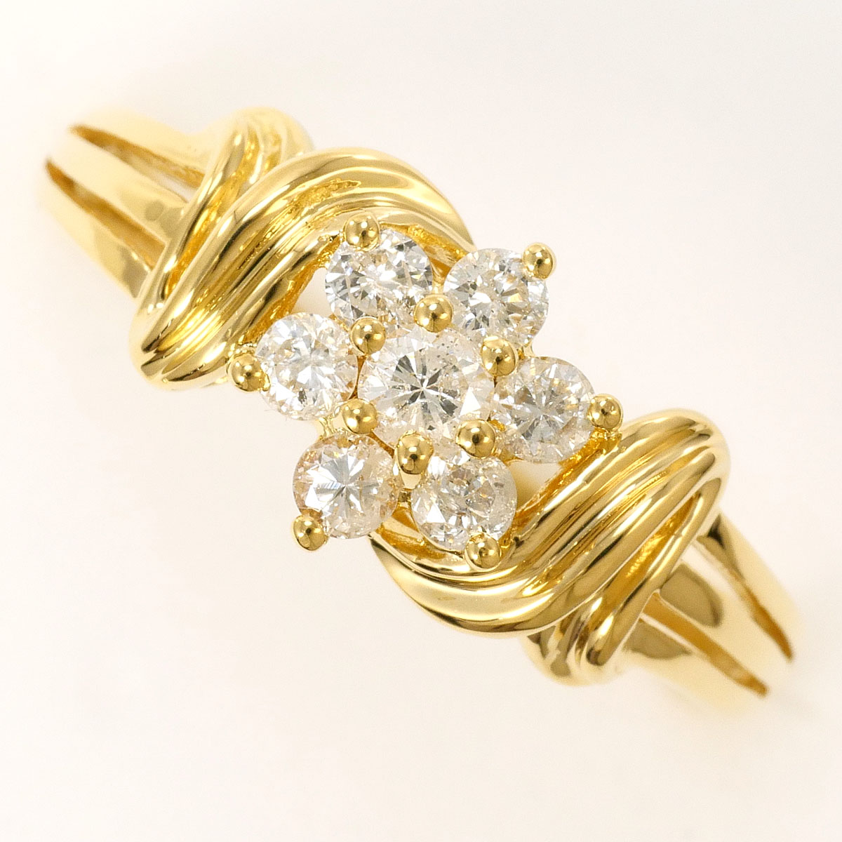 K18YG リング・指輪 13号 ダイヤ 0.34ct 鑑別書 総重量約3.4g ジュエリー 送料無料 新品同様 【中古】 ギフトラッピング無料