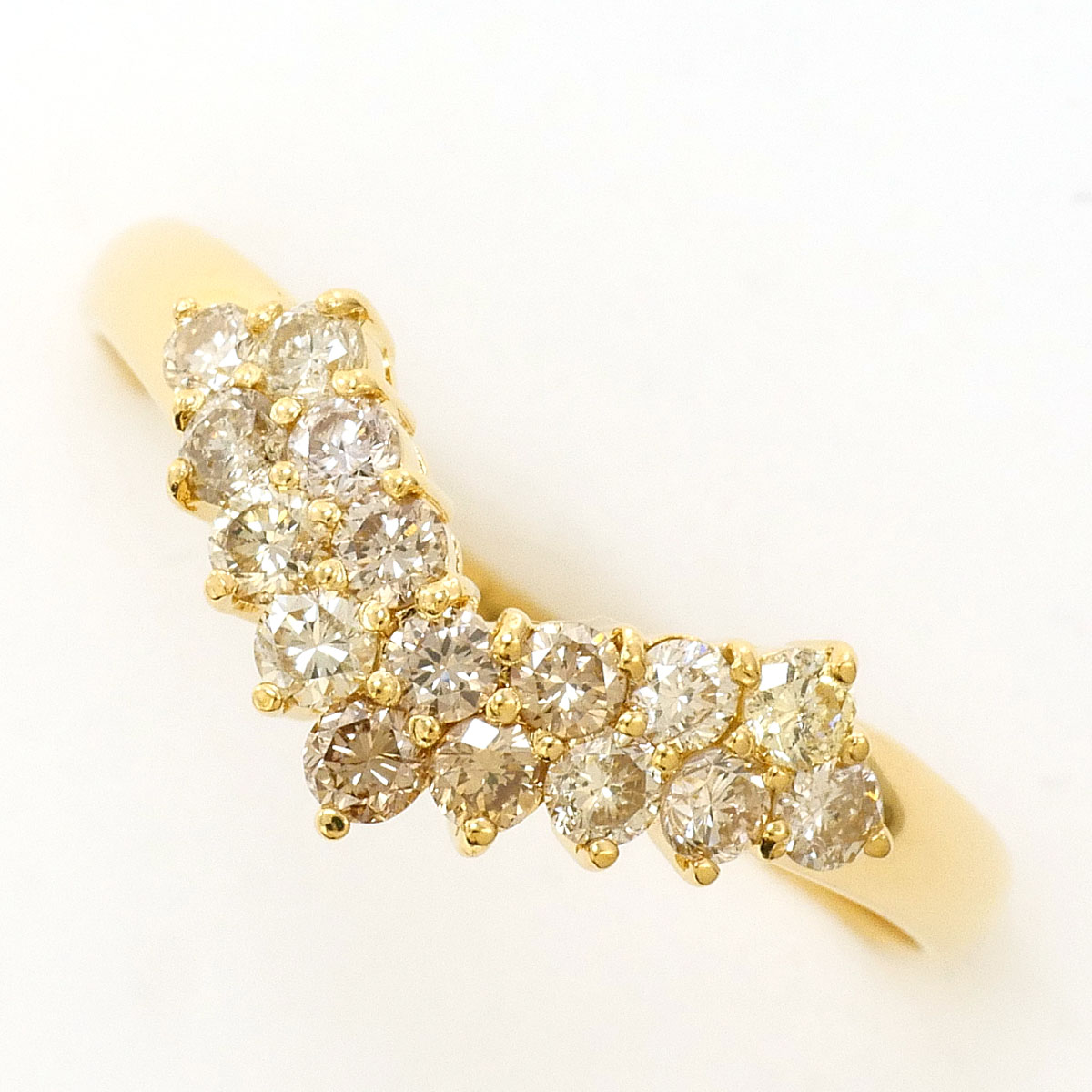 K18YG リング・指輪 13.5号 ブラウンダイヤ 0.50ct 総重量約1.6g ジュエリー 送料無料 新品同様 【中古】 ギフトラッピング無料｜ワンダープライス　店 44,090円