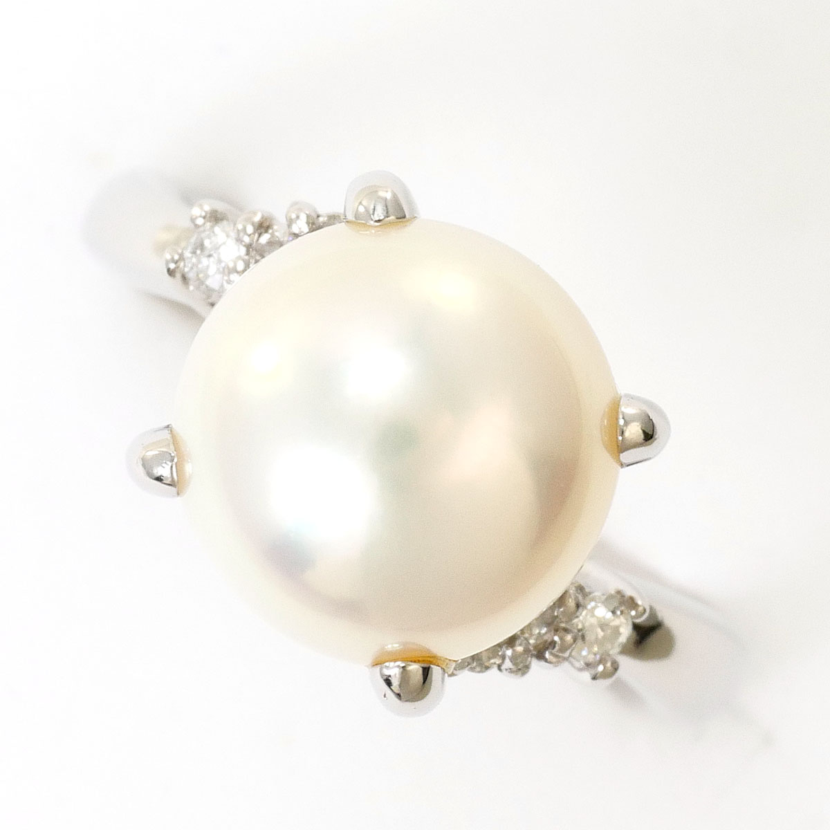PT900/プラチナ リング・指輪 6号 パール ダイヤ 0.06 ct 総重量約5.6g ジュエリー 送料無料 新品同様 【中古】 ギフトラッピング無料|ワンダープライス 店