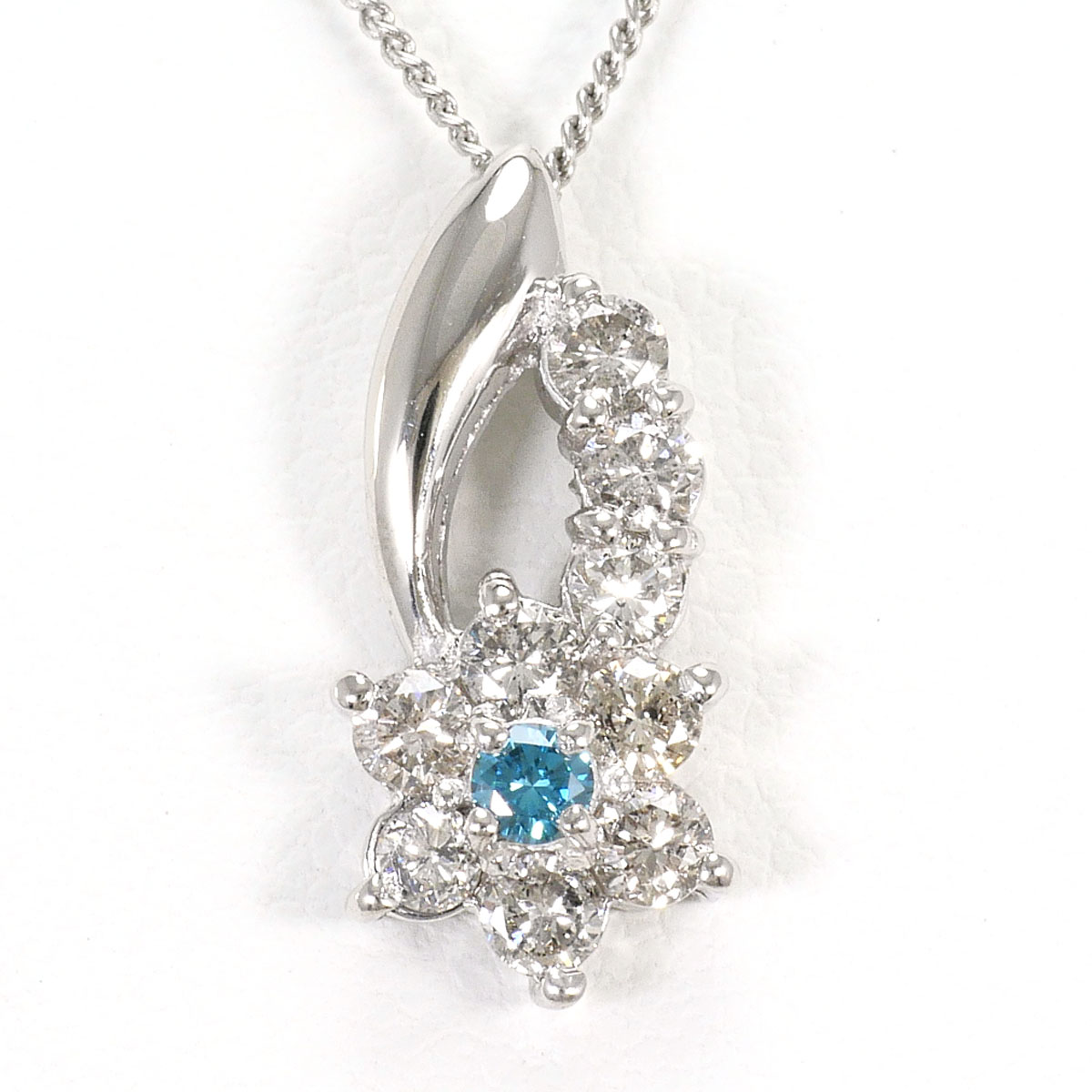 PT900/プラチナ PT850/プラチナ ネックレス ブルーダイヤ ダイヤ 0.50ct 約40cm 総重量約3.5g ジュエリー 送料無料 新品同様 【中古】 ギフトラッピング無料 59,880円