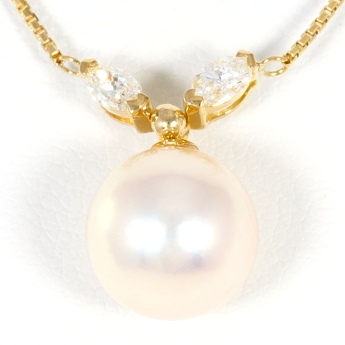 K18YG ネックレス パール ダイヤ 0.18ct 約41cm 総重量約3.2g ジュエリー 送料無料 新品同様 【中古】 ギフトラッピング無料