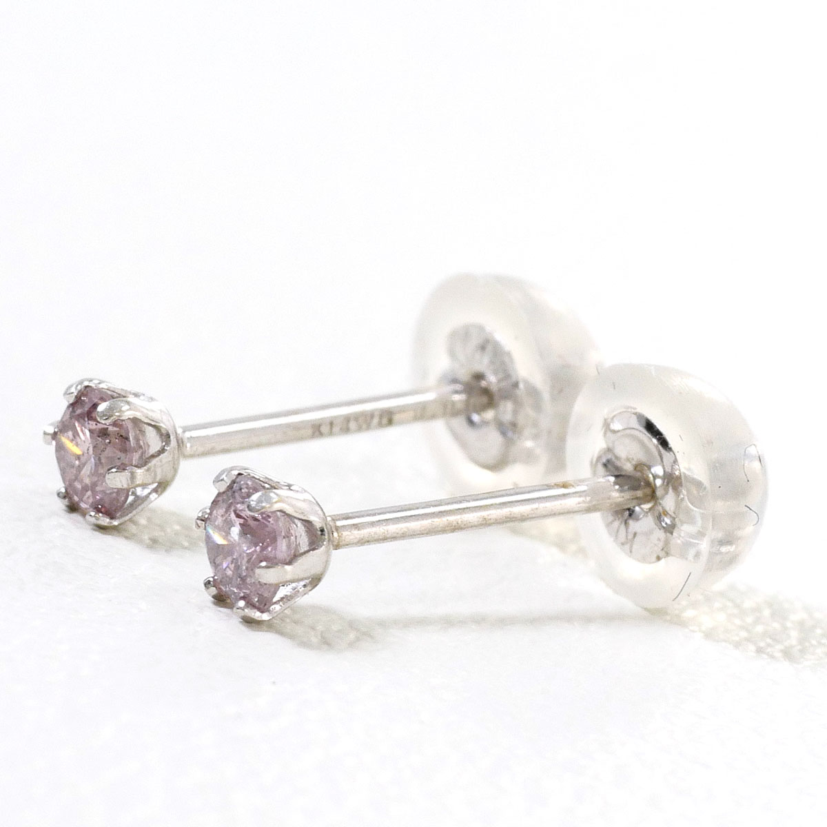 K14WG ピアス ピンクダイヤ 0.06 ct 総重量約0.2g ジュエリー 送料無料 新品同様 【中古】 ギフトラッピング無料