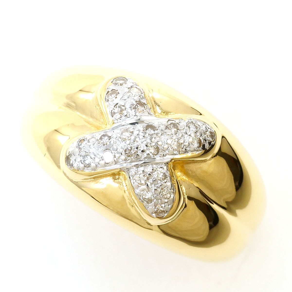 K18YGWG リング・指輪 12号 ダイヤ 0.17ct カード鑑別書 総重量約5.9g ジュエリー 送料無料 新品同様 【中古】 ギフトラッピング無料|ワンダープライス 店