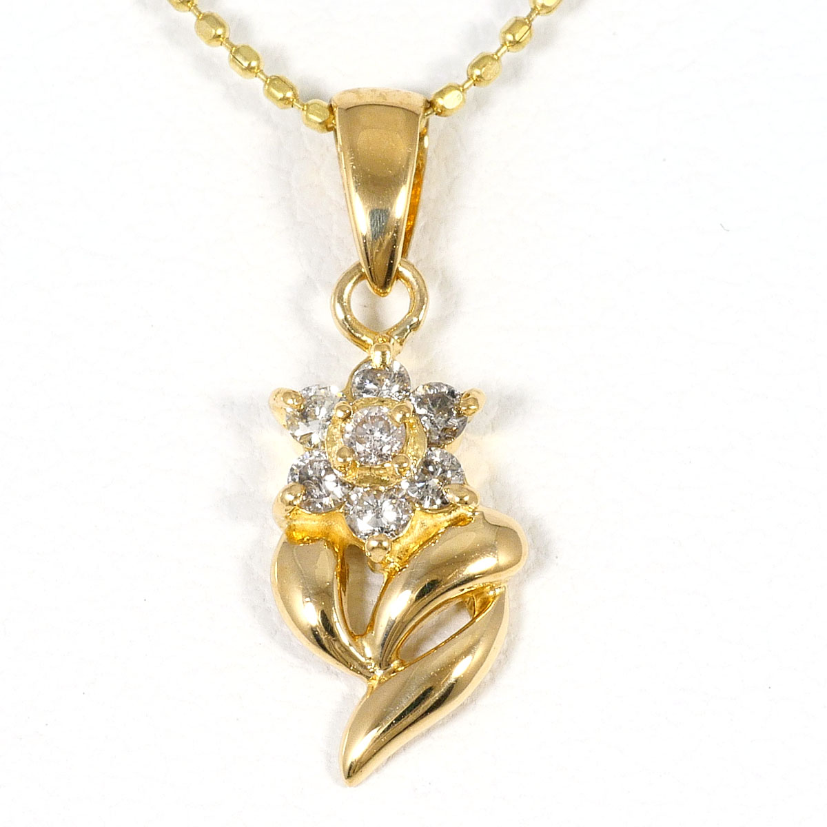 K18YG ネックレス ダイヤ 0.14ct 約40cm 総重量約2.1g ジュエリー 送料無料 新品同様 【中古】 ギフトラッピング無料