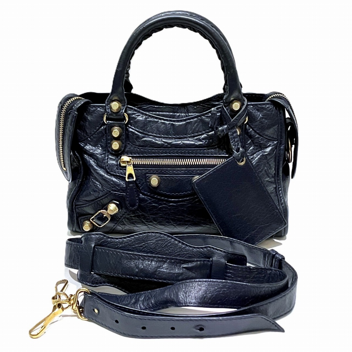バレンシアガ BALENCIAGA ミニシティ ハンドバック 巨大な生物 なめし革 309544 貨物輸送無料 【中古】