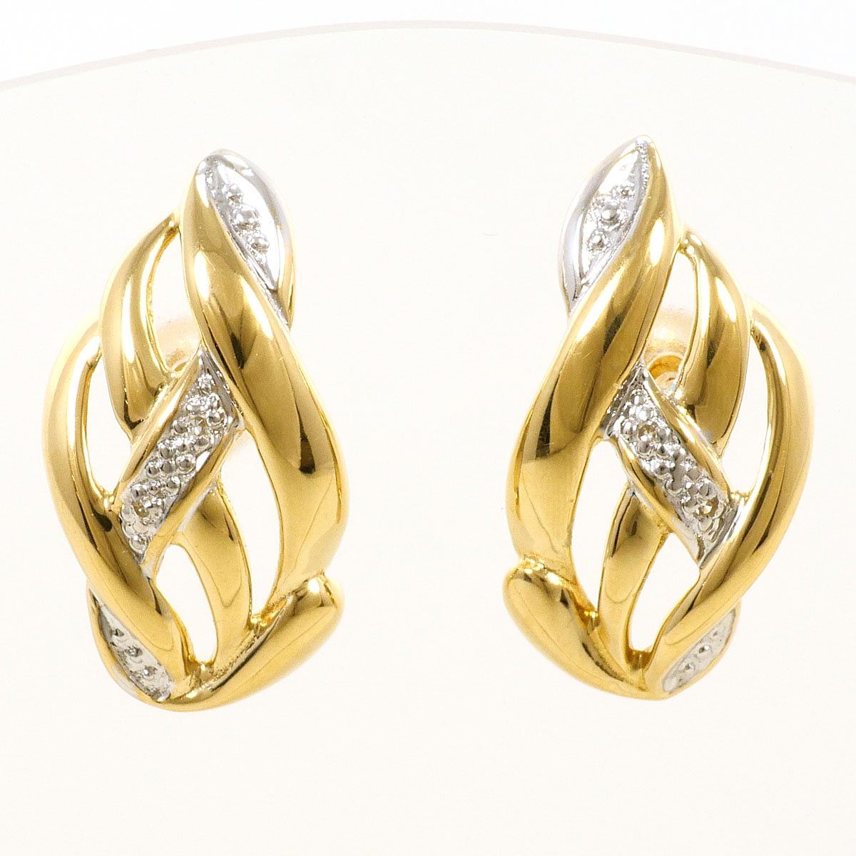 K18YGWG ピアス ダイヤ 0.01 ct 総重量約2.9g ジュエリー 送料無料 新品同様 【中古】 ギフトラッピング無料|ワンダープライス 店