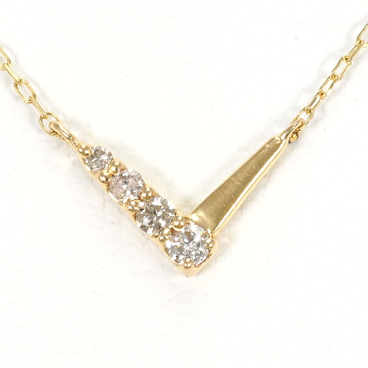 K10YG ネックレス ダイヤ 0.04ct 約41cm 総重量約0.5g ジュエリー 送料無料 新品同様 【中古】 ギフトラッピング無料
