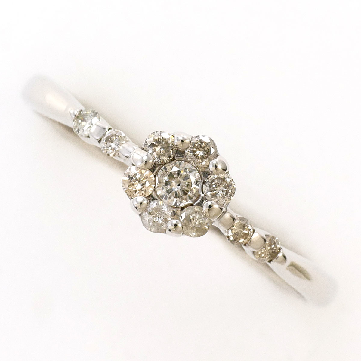K14WG リング・指輪 12.5号 ダイヤ 0.20ct 総重量約1.1g ジュエリー 送料無料 新品同様 【中古】 ギフトラッピング無料
