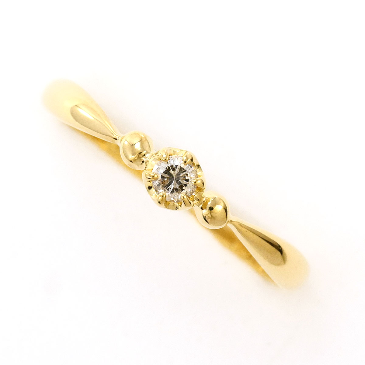 K18YG リング・指輪 12.5号 ダイヤ 0.07ct 総重量約1.1g ジュエリー 送料無料 新品同様 【中古】 ギフトラッピング無料