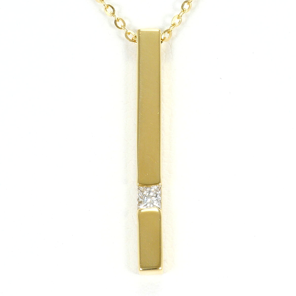 K18YG ネックレス ダイヤ 0.08ct 鑑別書 約60cm 総重量約3.0g ジュエリー 送料無料 新品同様 【中古】 ギフトラッピング無料|ワンダープライス 店