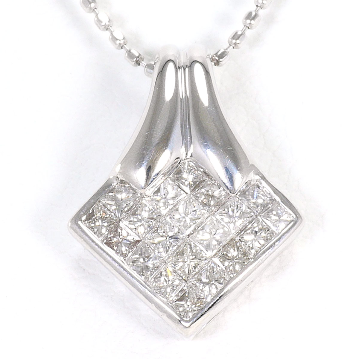 K18WG ネックレス ダイヤ 0.60 ct 鑑別書 約45cm 総重量約3.2g ジュエリー 送料無料 新品同様 【中古】 ギフトラッピング無料｜ワンダープライス　店