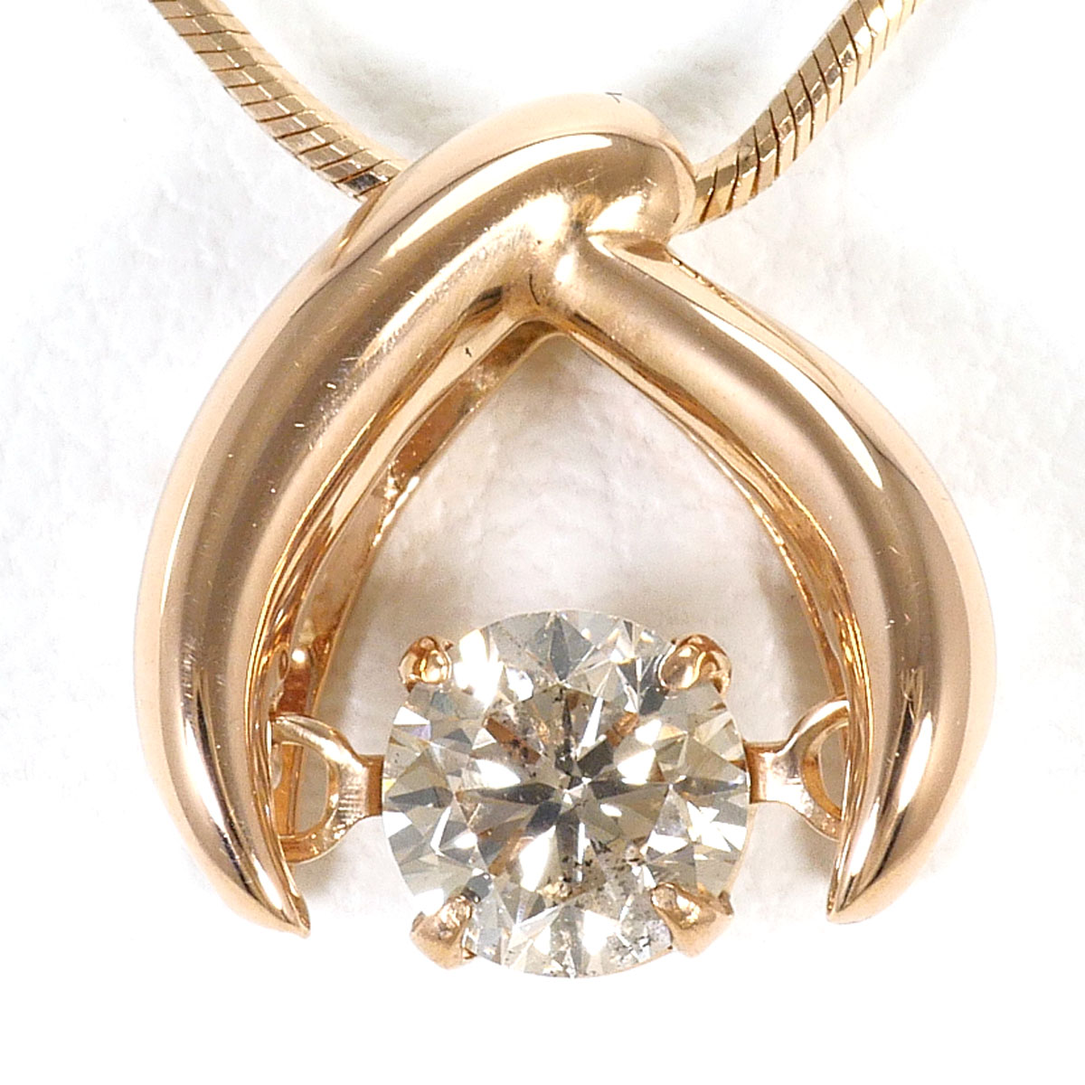 K18PG ネックレス ダイヤ 0.30ct 鑑別書 約45cm 総重量約3.5g ジュエリー 送料無料 新品同様 【中古】 ギフトラッピング無料|ワンダープライス 店
