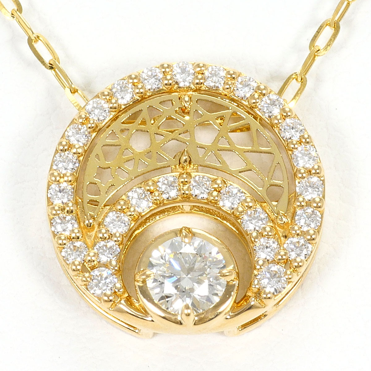 K18YG ネックレス ダイヤ 0.200ct ダイヤ 0.18ct VS1 鑑定書 約50cm 総重量約3.3g ジュエリー 送料無料 新品同様 【中古】 ギフトラッピング無料｜ワンダープライス　店