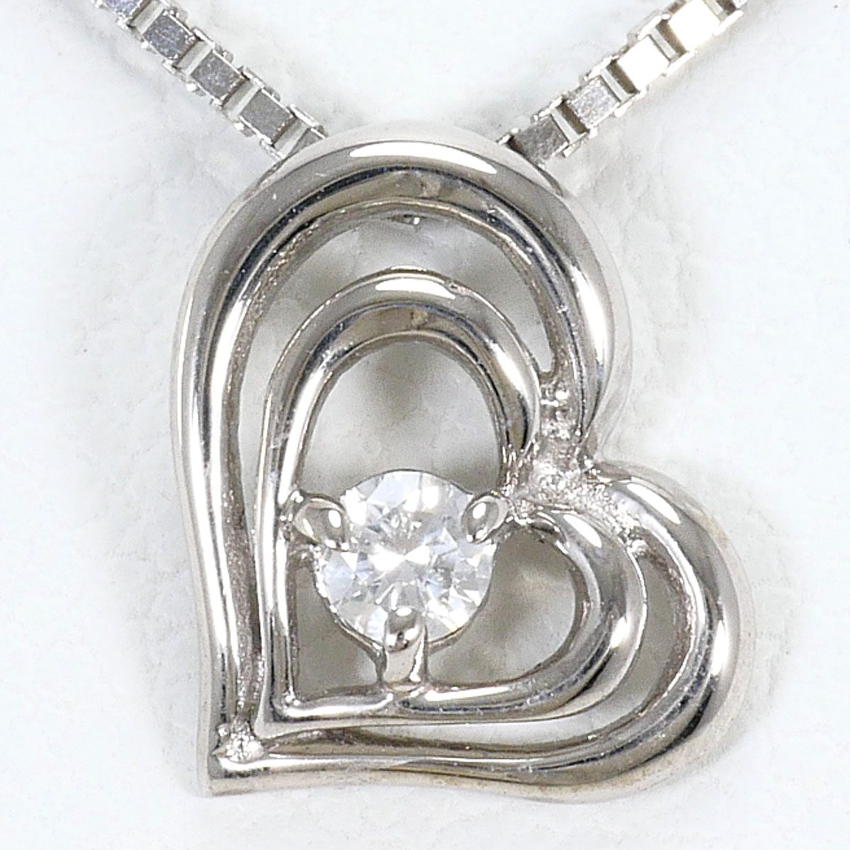 K14WG ネックレス ダイヤ 0.05ct 約39cm 総重量約1.8g ジュエリー 送料無料 新品同様 【中古】 ギフトラッピング無料|ワンダープライス 店