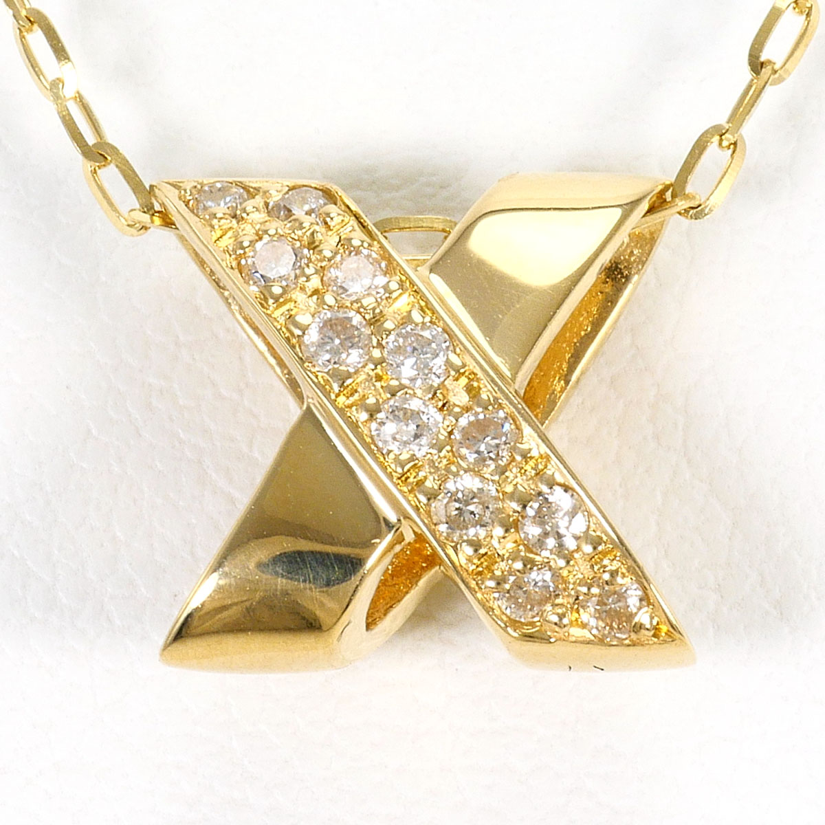 K18YG ネックレス ダイヤ 0.12ct 鑑別書 約45cm 総重量約2.7g ジュエリー 送料無料 新品同様 【中古】 ギフトラッピング無料|ワンダープライス 店