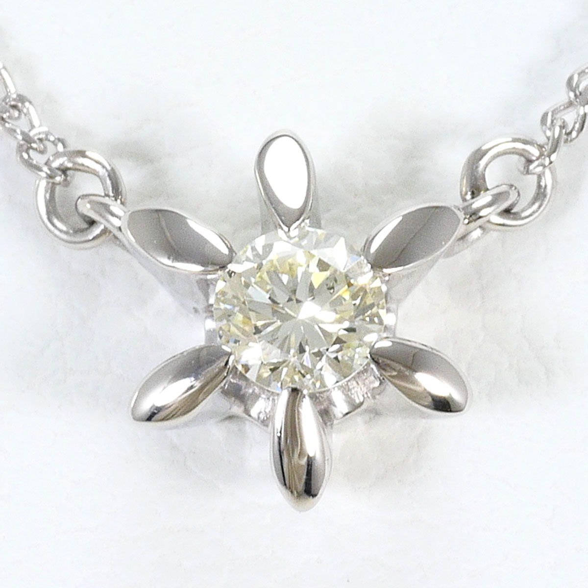 PT850/プラチナ ネックレス イエローダイヤモンド 0.13 ct 約41cm 総重量約2.9g ジュエリー 送料無料 新品同様 【中古】 ギフトラッピング無料|ワンダープライス 店