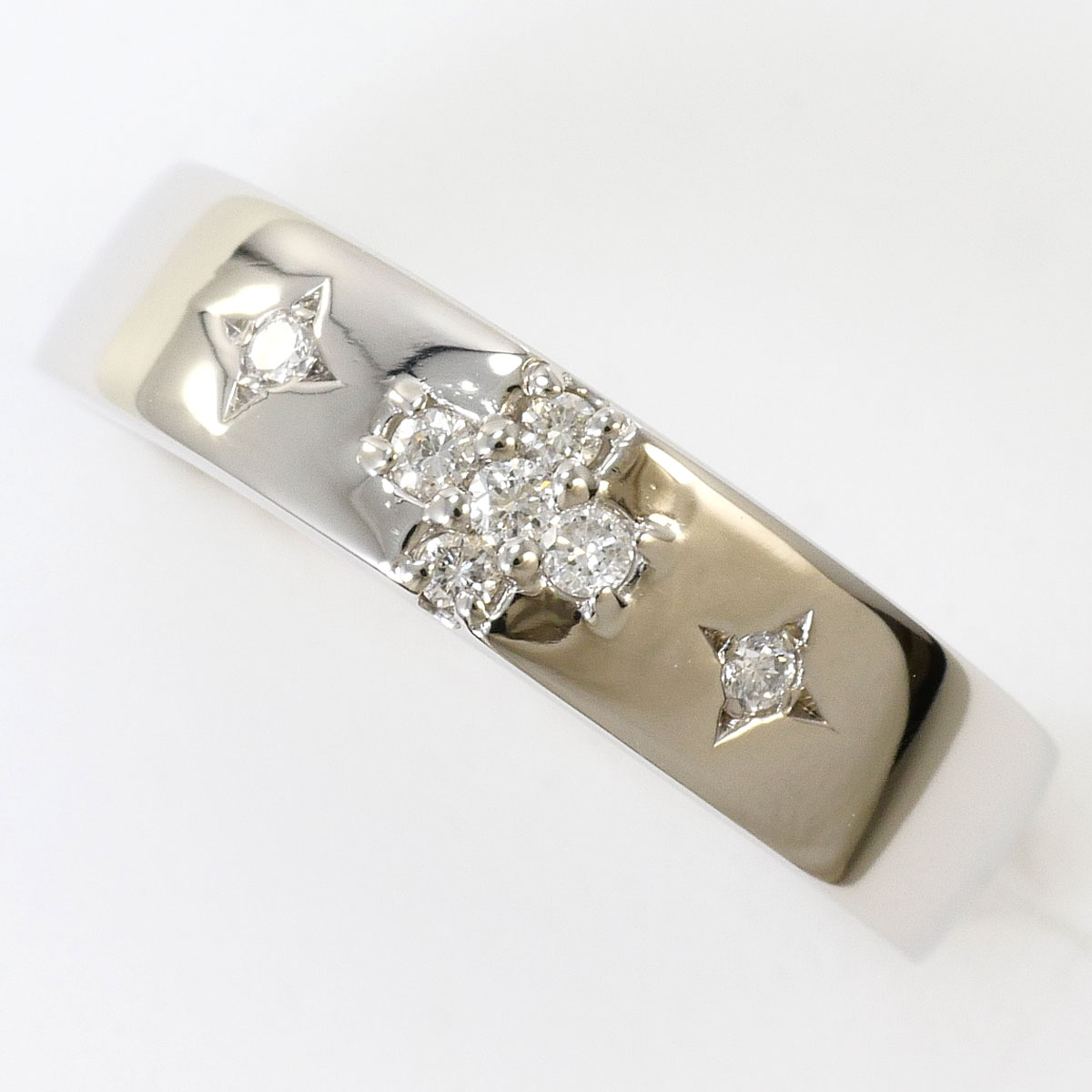 PT900/プラチナ リング・指輪 9号 ダイヤ 0.07 ct 総重量約2.8g ジュエリー 送料無料 新品同様 【中古】 ギフトラッピング無料|ワンダープライス 店