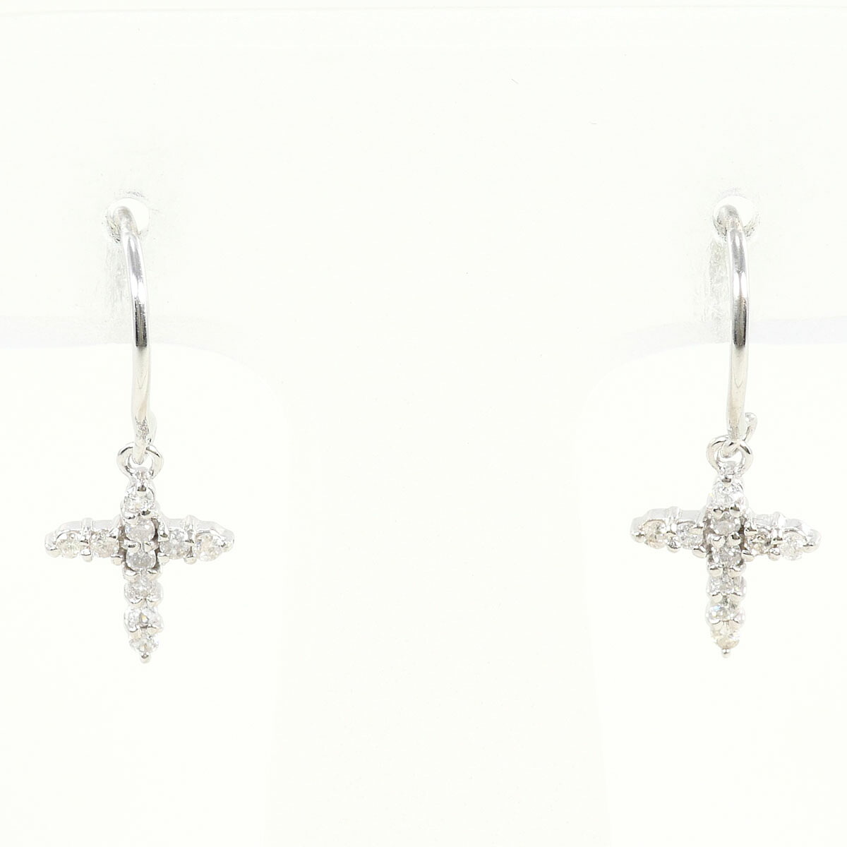 K18WG ピアス ダイヤ 0.05ct 総重量約0.7g ジュエリー 送料無料 新品同様 【中古】 ギフトラッピング無料|ワンダープライス 店