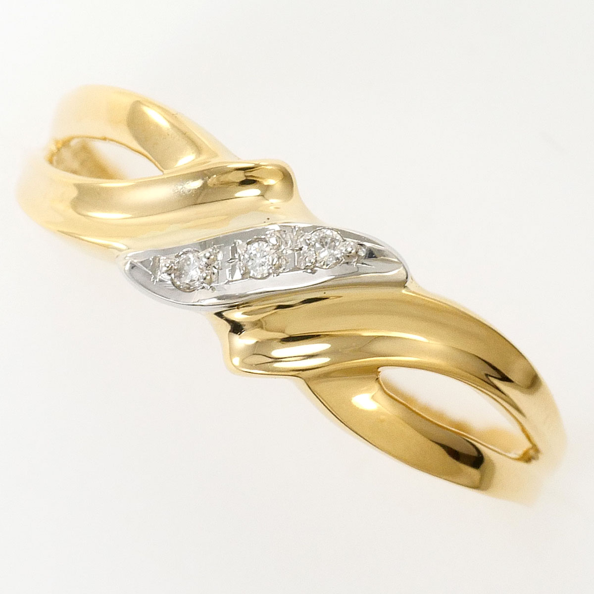 PT900/プラチナ K18YG リング・指輪 12.5号 ダイヤ 0.02ct 総重量約1.6g ジュエリー 送料無料 新品同様 【中古】 ギフトラッピング無料｜ワンダープライス　店