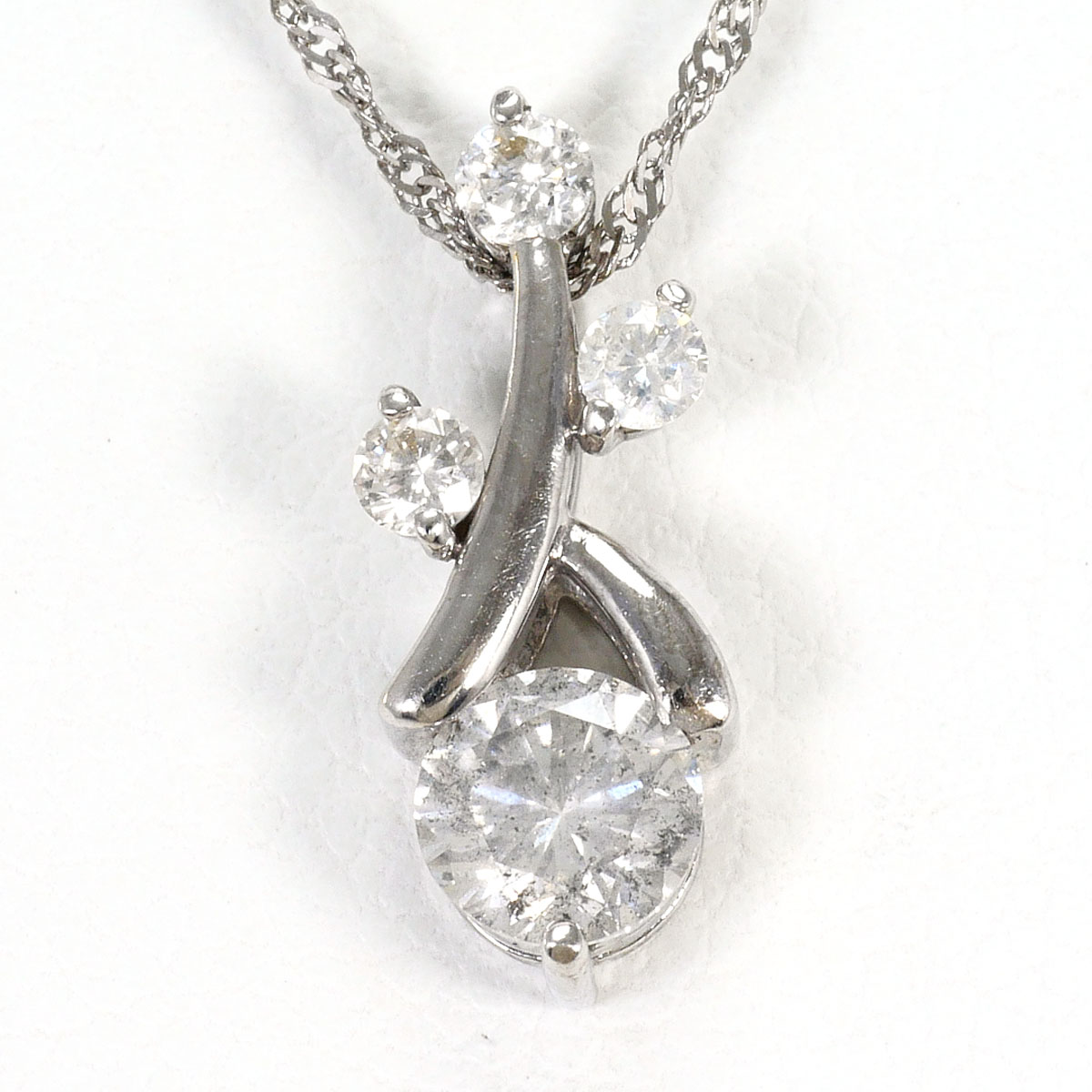 K18WG ネックレス ダイヤ 0.5ct 約42cm 総重量約1.7g ジュエリー 送料無料 新品同様 【中古】 ギフトラッピング無料｜ワンダープライス　店
