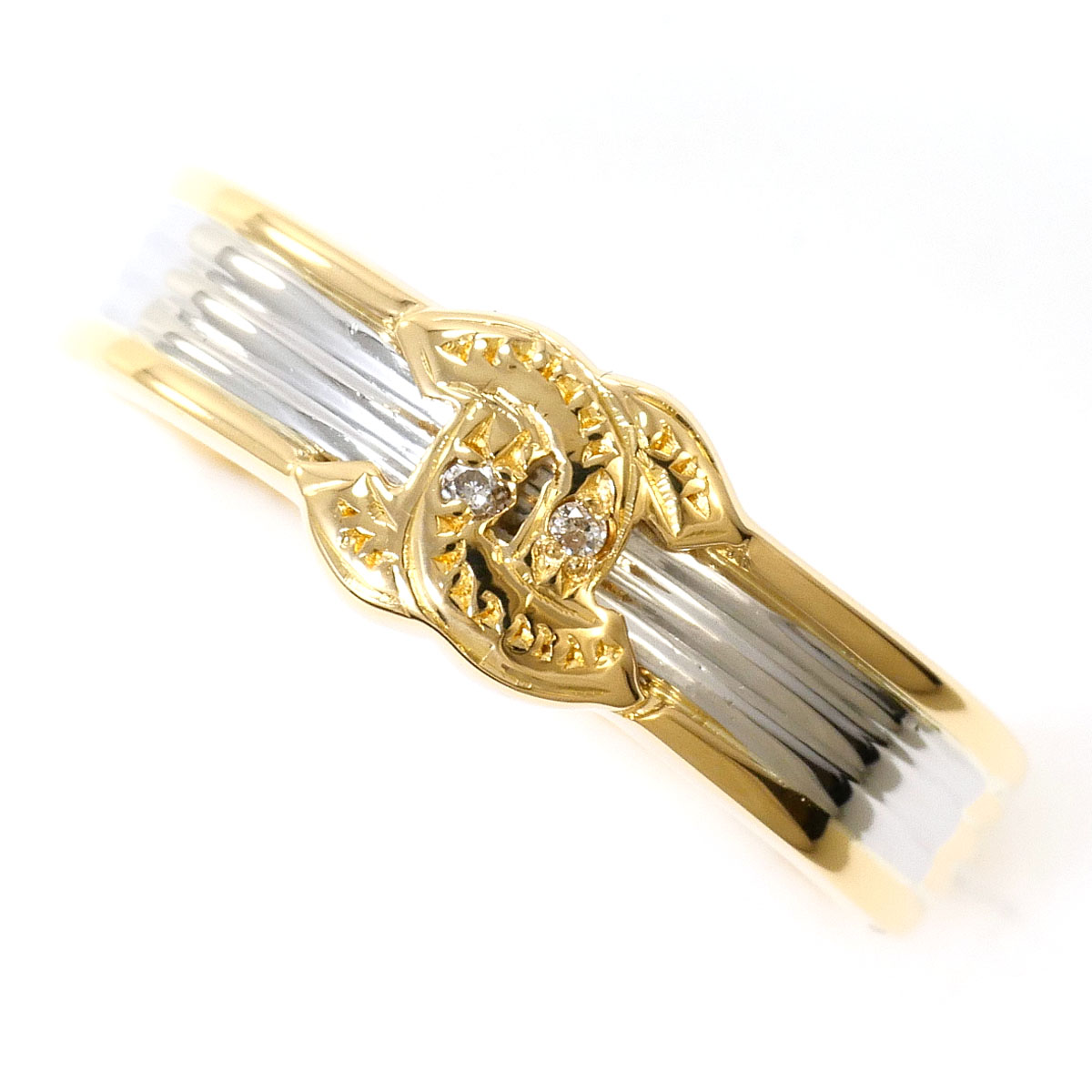 PT900/プラチナ K18YG リング・指輪 12号 ダイヤ 0.01ct 総重量約3.0g ジュエリー 送料無料 新品同様 【中古】 ギフトラッピング無料|ワンダープライス 店