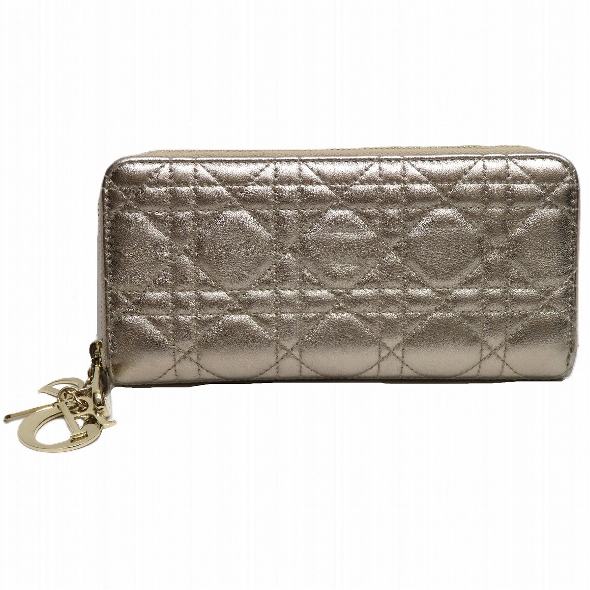 クリスチャンディオール Dior レディディオール ヴォワヤジュール 長紙入れ カナ―ジュ なめし革 33-MA-0222 貨物輸送無料 【中古】