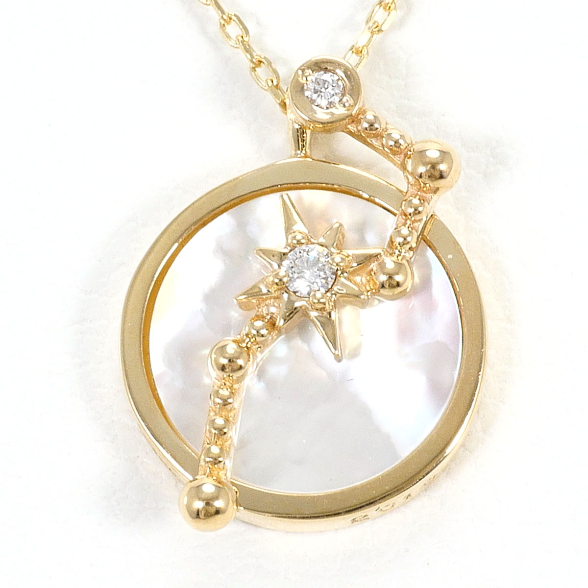 スタージュエリー STAR JEWELRY K10YG ネックレス シェル ダイヤ 約40cm 総重量約1.4g ジュエリー 送料無料 新品同様 【中古】 ギフトラッピング無料｜ワンダープライス　店 20,949円