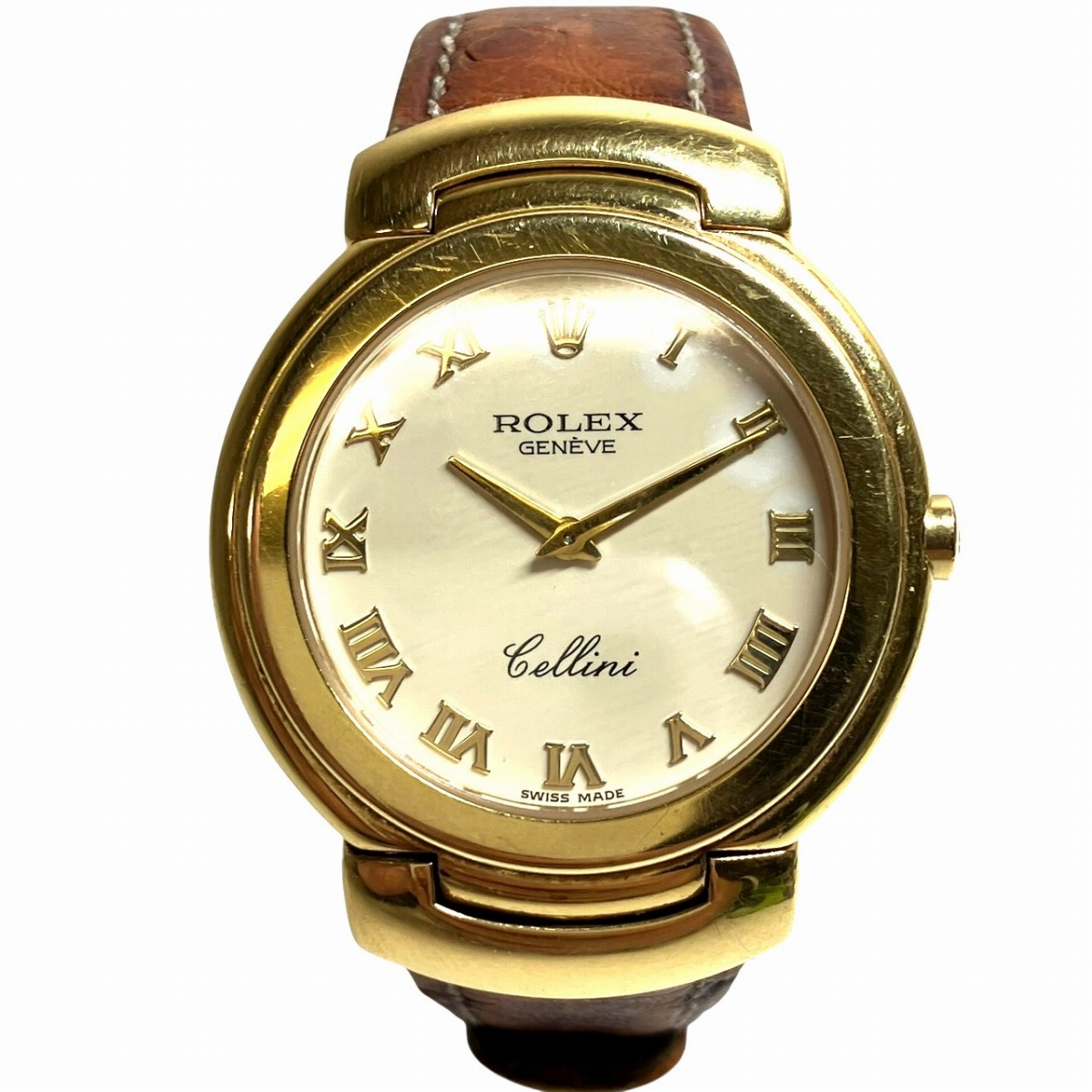 ロレックス ROLEX チェリーニ 腕時計 総重量約59.3g K18 本革 クオーツ ベージュ文字盤 6622 送料無料 【中古】|ワンダープライス 店