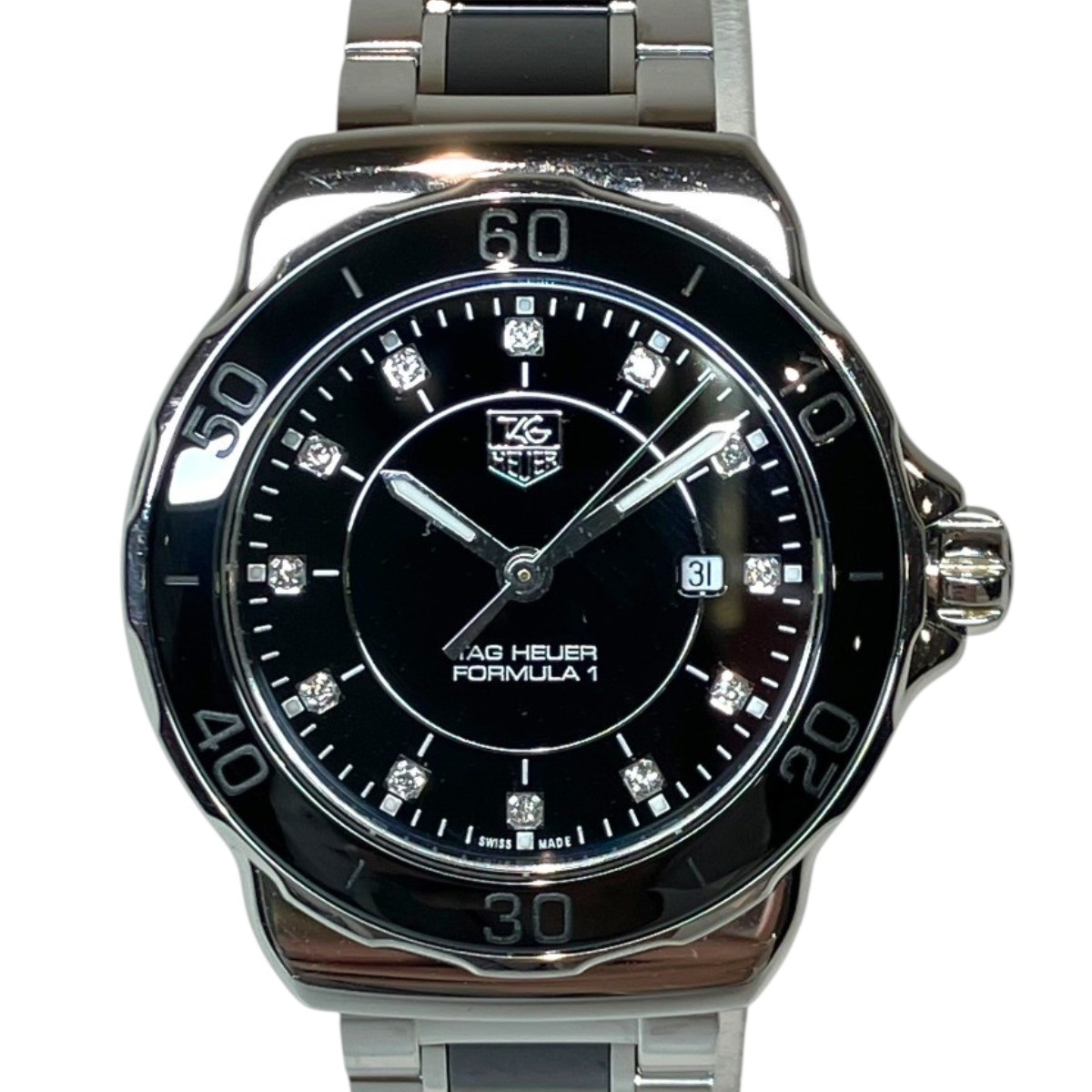 タグホイヤー TAG HEUER 範式1 32粍 ウォッチ 総掛け目約85g SS SS 石英 黒いこと文字記号盤 WAH1314 貨物輸送無料 【中古】