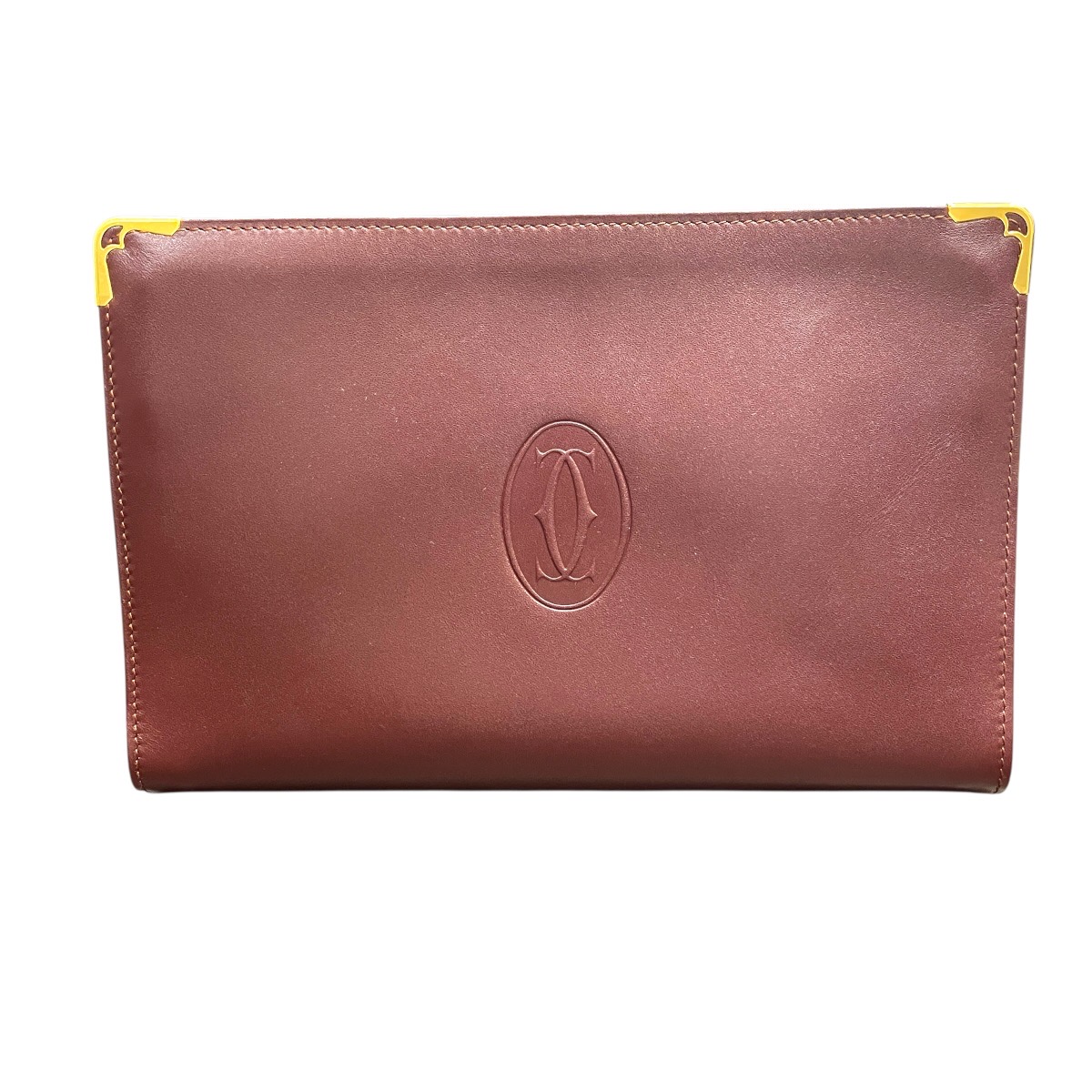 カルティエ CARTIER クラッチペダル御徒面子 船檣伝達ルート なめし革 貨物輸送無料 【中古】