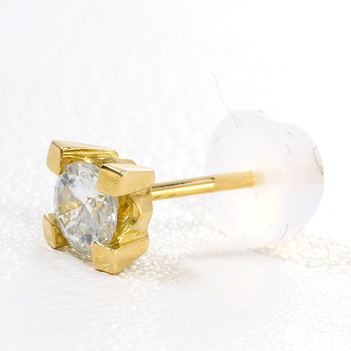 K18YG ピアス(片耳) 酸化ジルコニウム 総掛け目約0.4g 宝飾品 貨物輸送無料 新品負けず劣らず 【中古】 ギフトラッピング無料