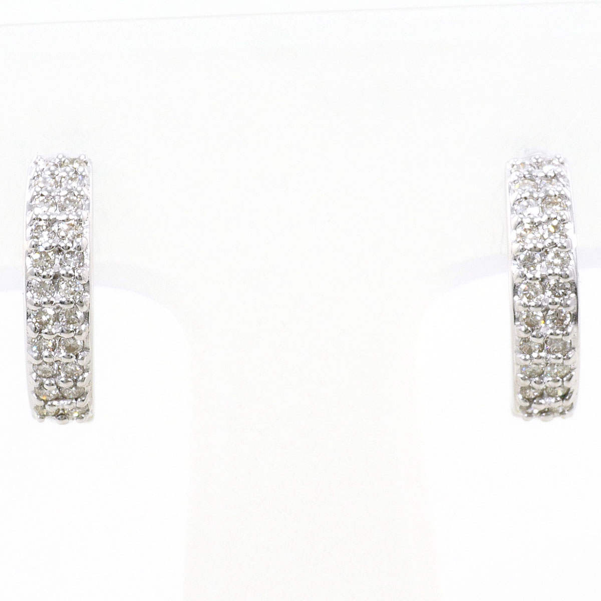 K18WG イヤリング ダイヤ 0.13ct カード鑑別書 総重量約3.0g ジュエリー 送料無料 新品同様 【中古】 ギフトラッピング無料｜ワンダープライス　店