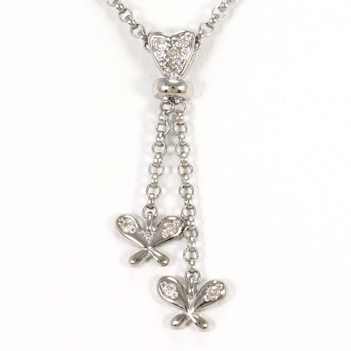 K18WG ネックレス ダイヤ 0.05ct 鑑別書 約42cm 総重量約4.0g ジュエリー 送料無料 新品同様 【中古】 ギフトラッピング無料｜ワンダープライス　店