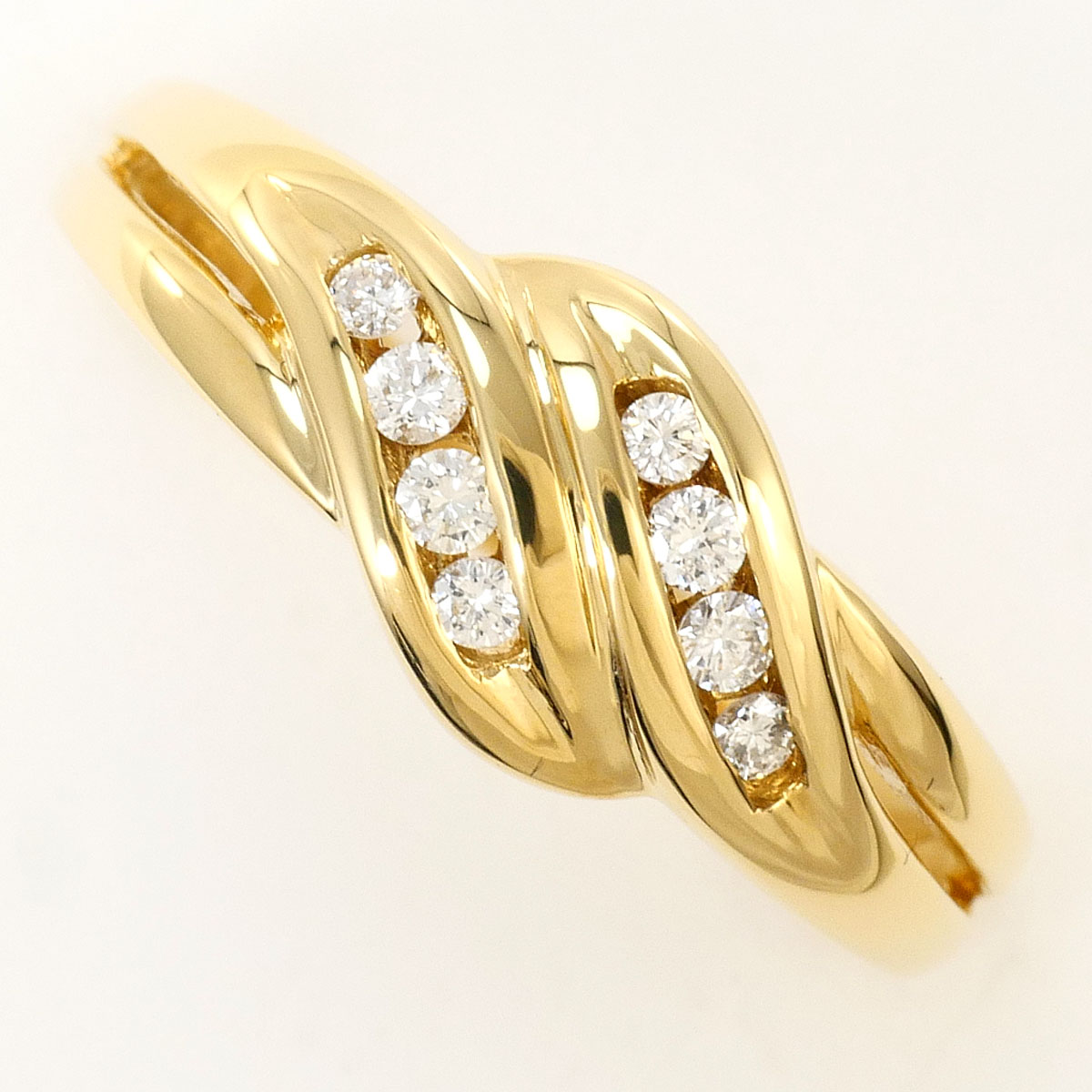 K18YG リング・指輪 9号 ダイヤ 0.12 ct 鑑別書 総重量約3.3g ジュエリー 送料無料 新品同様 【中古】 ギフトラッピング無料|ワンダープライス 店
