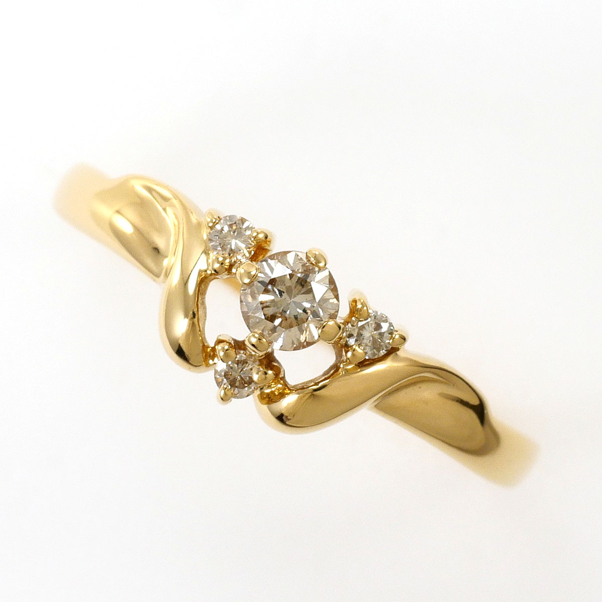 K18YG リング・指輪 10.5号 ダイヤ 0.17ct 総重量約1.5g ジュエリー 送料無料 新品同様 【中古】 ギフトラッピング無料｜ワンダープライス　店