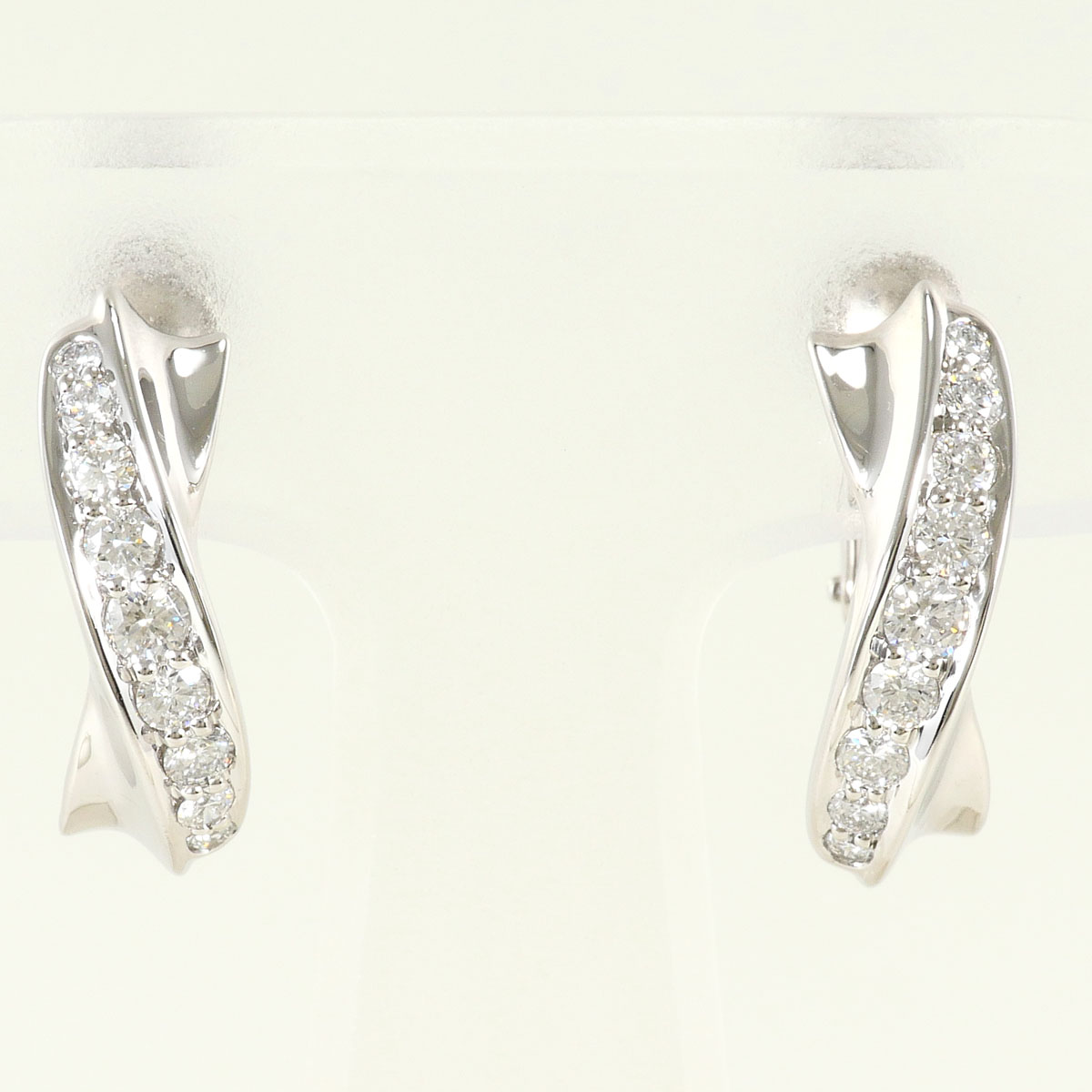PT900/プラチナ K18WG イヤリング ダイヤ 0.25ct 鑑別書 総重量約7.0g ジュエリー 送料無料 新品同様 【中古】 ギフトラッピング無料|ワンダープライス 店