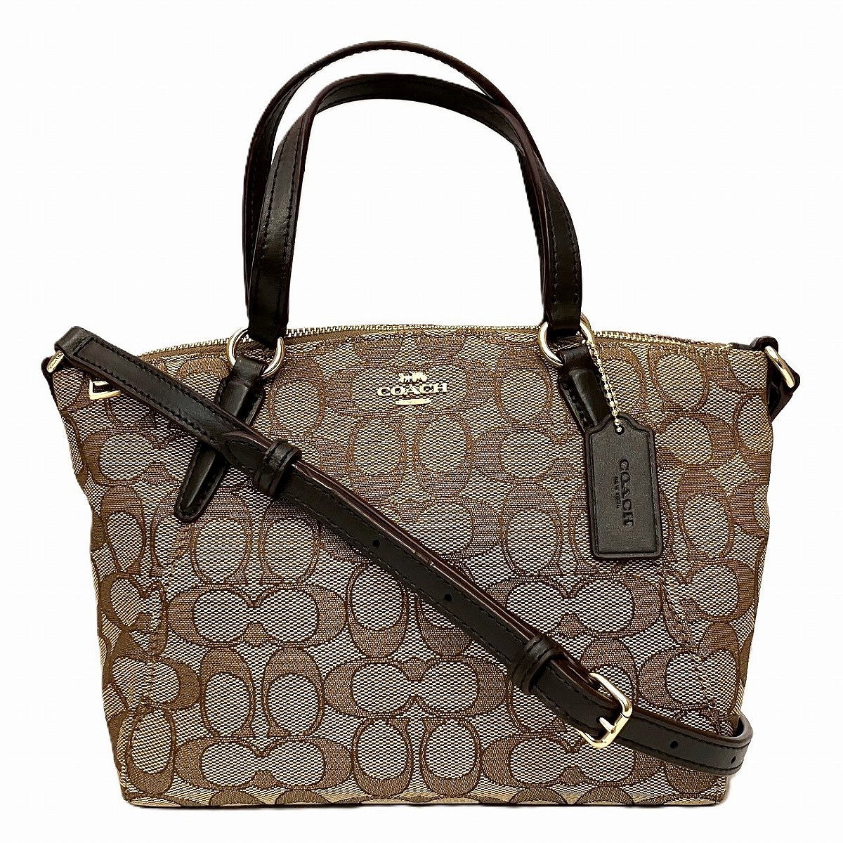 コーチ職 COACH ハンドバック 名書き 帆布 なめし革  F27580 貨物輸送無料 【中古】