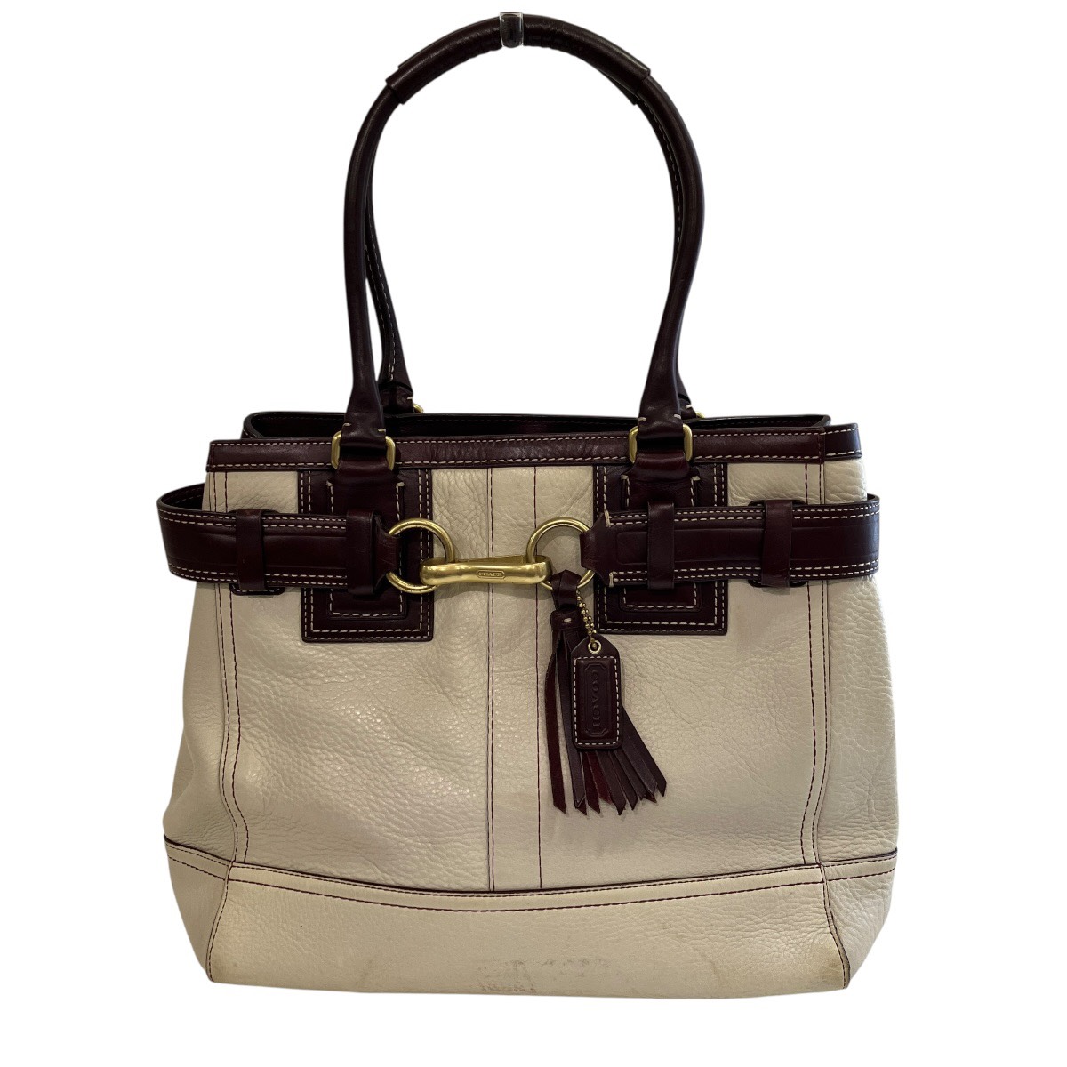 コーチ職 COACH トートバッグ なめし革 10214 貨物輸送無料 【中古】