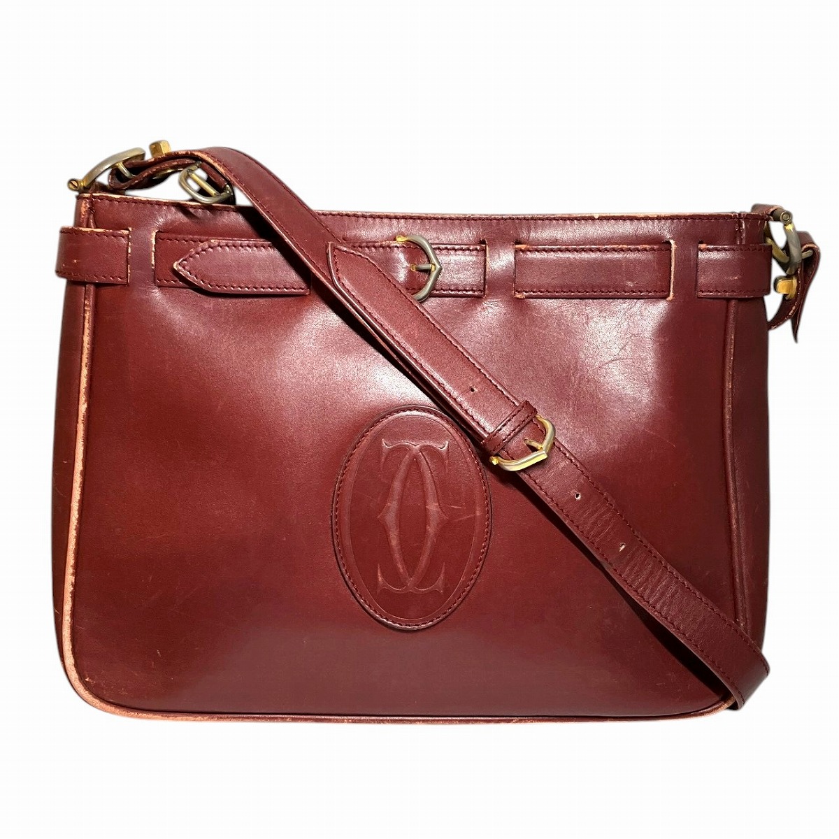 カルティエ CARTIER ショルダーバッグ 船檣伝達ルート なめし革 貨物輸送無料 【中古】