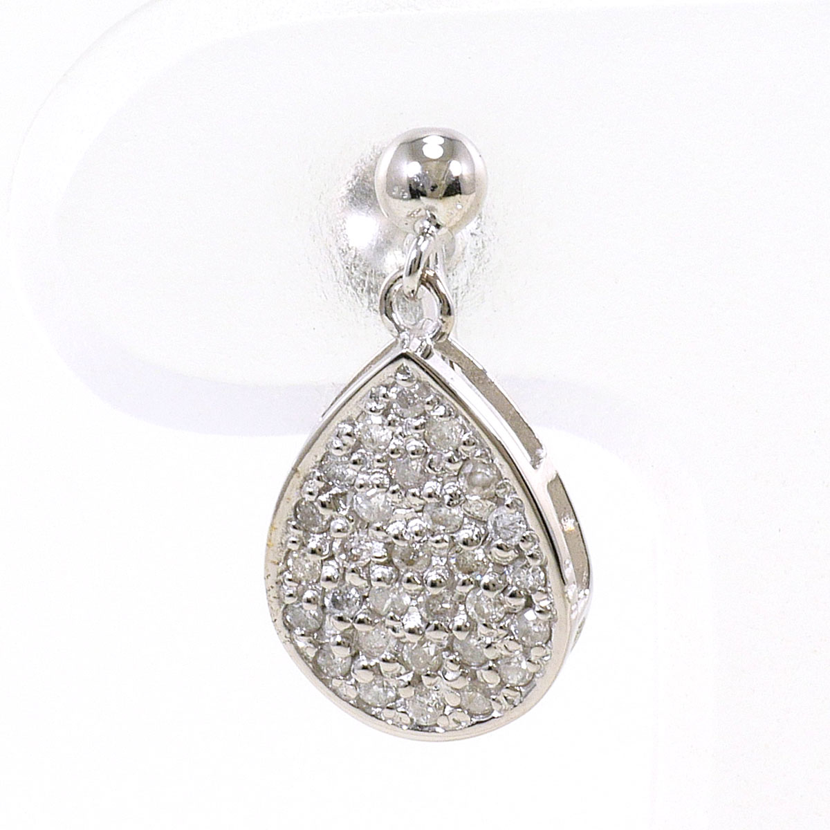 K18WG イヤリング(片耳) ダイヤ 0.15ct 総重量約1.2g ジュエリー 送料無料 新品同様 【中古】 ギフトラッピング無料|ワンダープライス 店