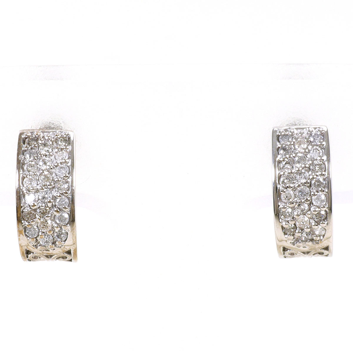 K14WG イヤリング ダイヤ 0.05ct 総重量約2.6g ジュエリー 送料無料 新品同様 【中古】 ギフトラッピング無料｜ワンダープライス　店