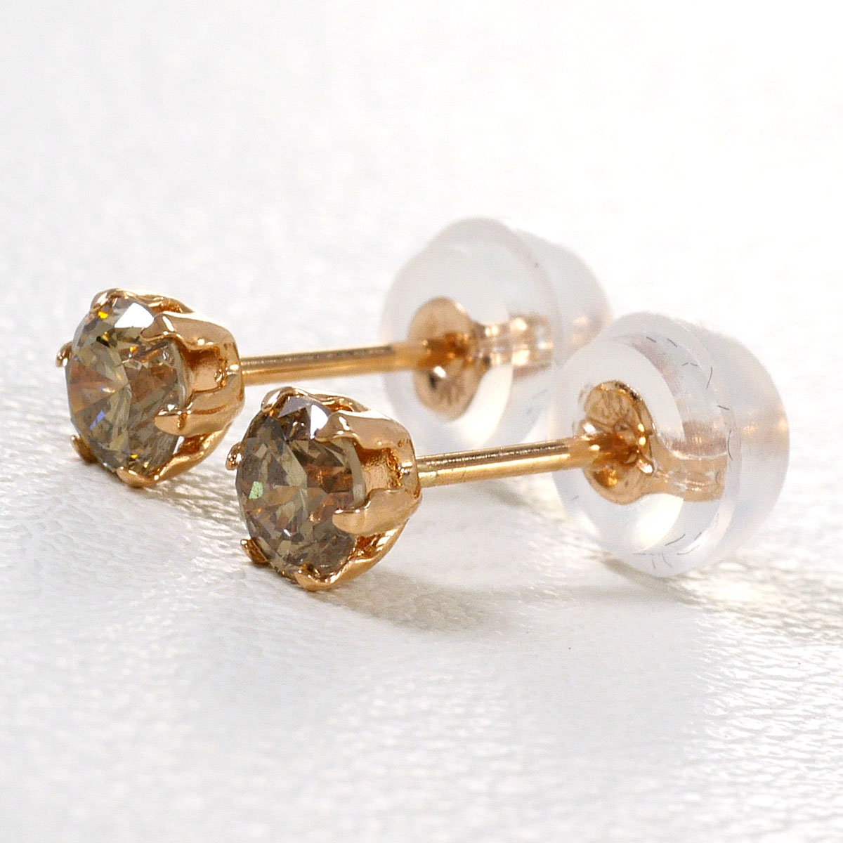 K18PG ピアス ブラウンダイヤ 0.20ct 総重量約0.3g ジュエリー 送料無料 新品同様 【中古】 ギフトラッピング無料|ワンダープライス 店