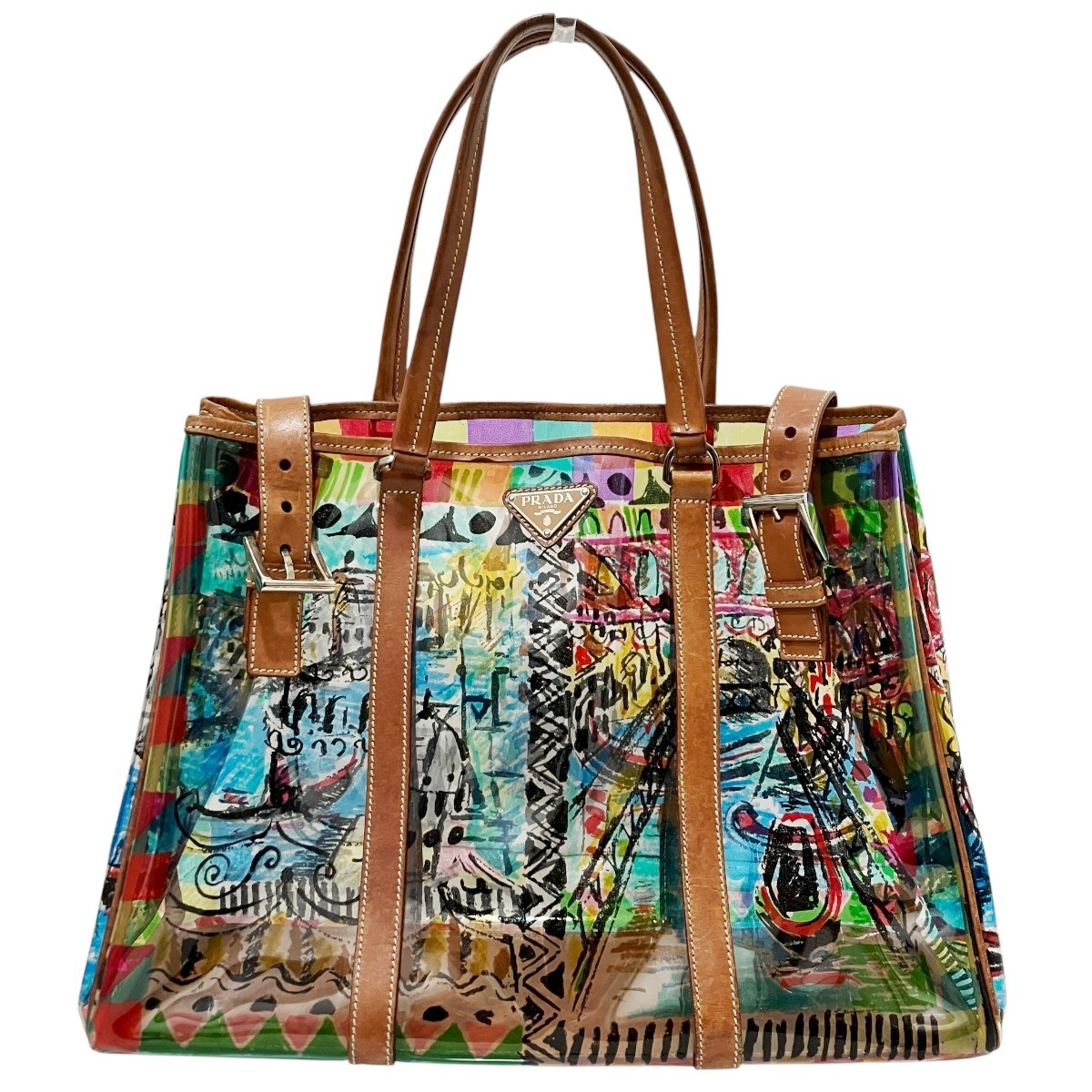 プラダ PRADA トートバッグ ベネチアプリント ビニール レザー BR2515 送料無料 【中古】｜ワンダープライス　店