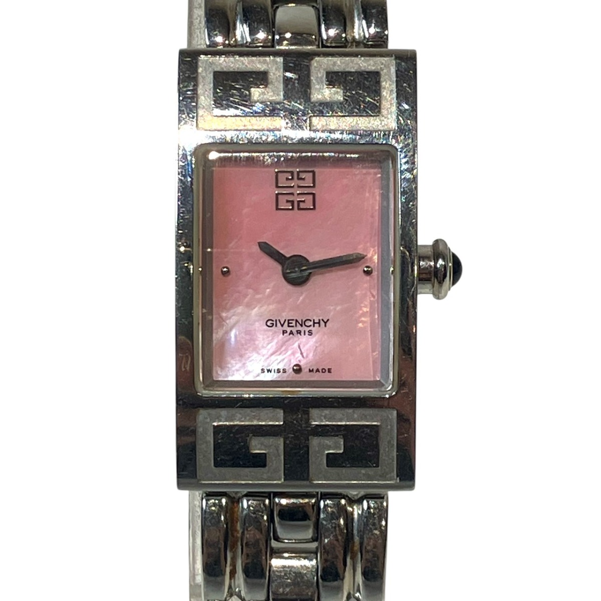 ジバンシー Givenchy スクエア 腕時計 ヴィンテージ 総重量約45.6g SS SS クオーツ ピンクシェル文字盤 REG.96621159 送料無料 【中古】|ワンダープライス 店