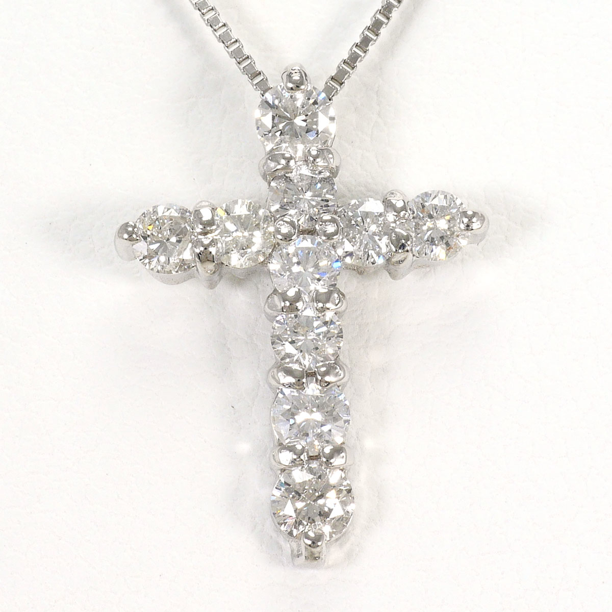 PT900/プラチナ PT850/プラチナ ネックレス ダイヤ 1.00 ct 鑑別書 約42cm 総重量約4.4g ジュエリー 送料無料 新品同様 【中古】 ギフトラッピング無料｜ワンダープライス　店