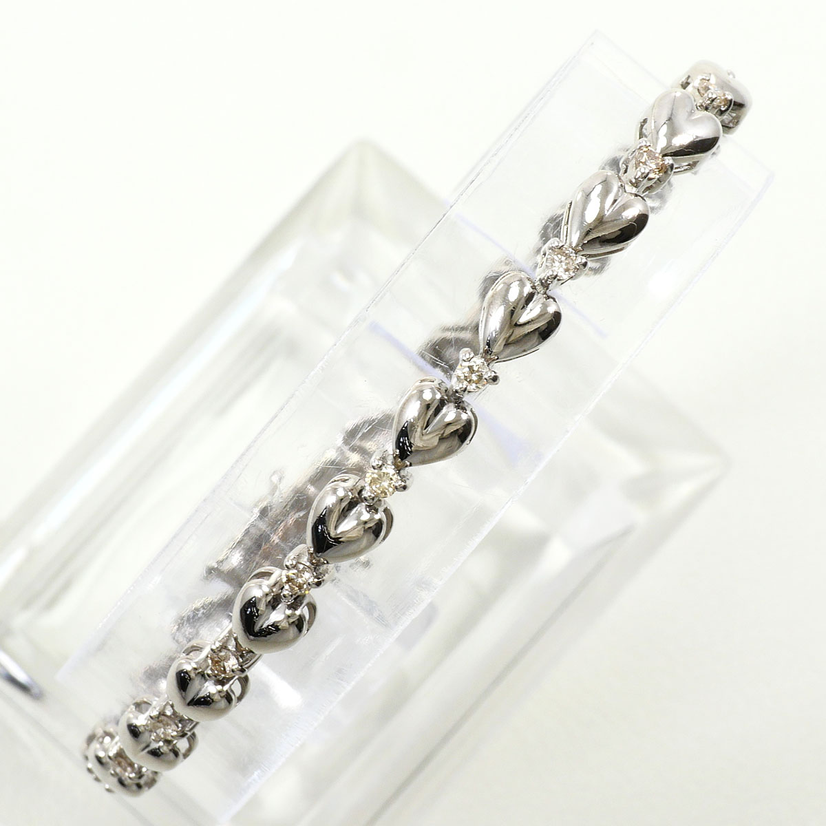 K18WG ブレスレット ダイヤ 0.75 ct 鑑別書 約16.5cm 総重量約10.2g ジュエリー 送料無料 新品同様 【中古】 ギフトラッピング無料｜ワンダープライス　店