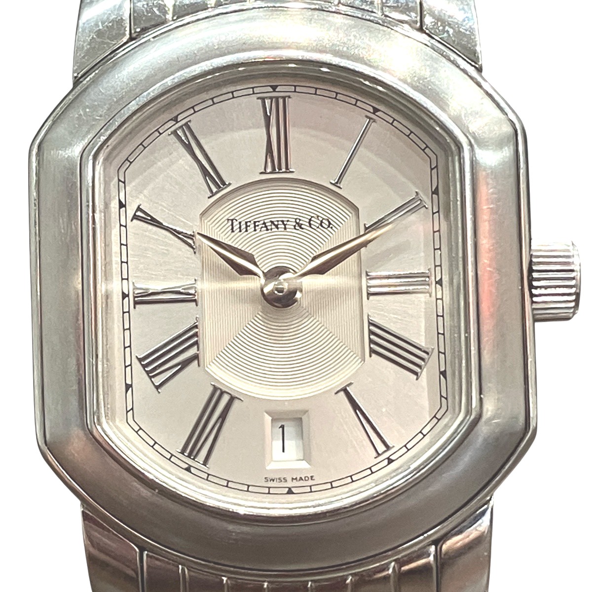 ティファニー TIFFANY\u0026Co. 見澄ますクーペ デイト ウオッチ 総掛け目約58.2g SS 石英 しろがね色文字記号盤 貨物輸送無料 【中古】