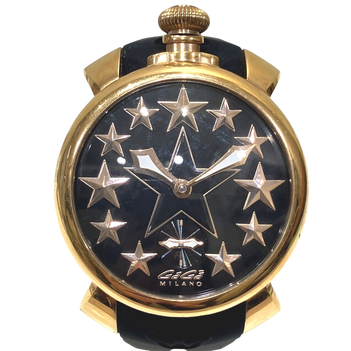 ガガ・ミラノ Gaga Milano マヌアーレ ウォッチ 総掛け目約115.2g SS 思われ人 手一巻き 黒いこと文字記号盤文字記号盤 N.45340 貨物輸送無料 【中古】