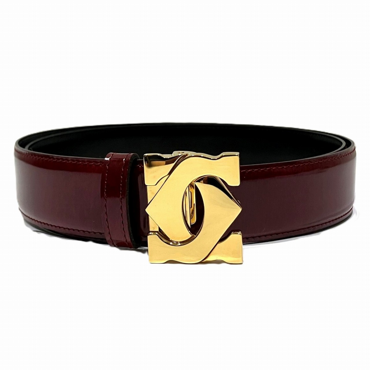 カルティエ CARTIER ダブルC ロゴタイプ 三尺帯 なめし革 貨物輸送無料 【中古】